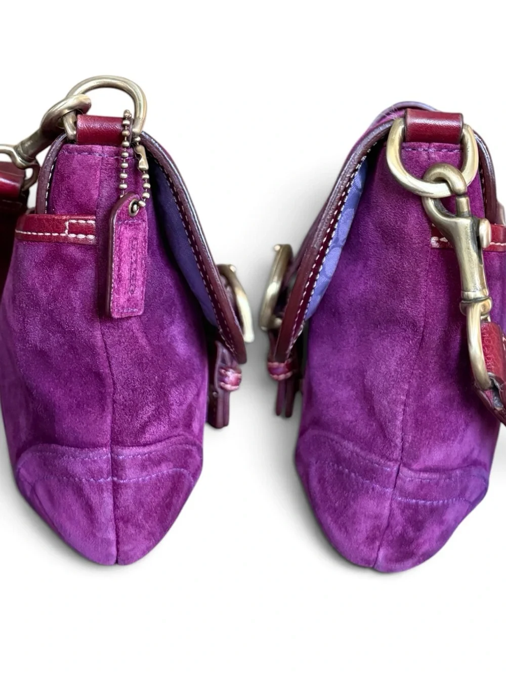 Vintage Coach Soho Plum Suede Buckle Flap Bag 2004-2005 Rare Y2K